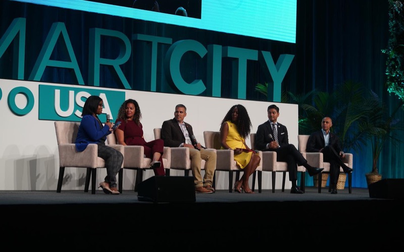 Speakers on stage at Smart City Expo USA